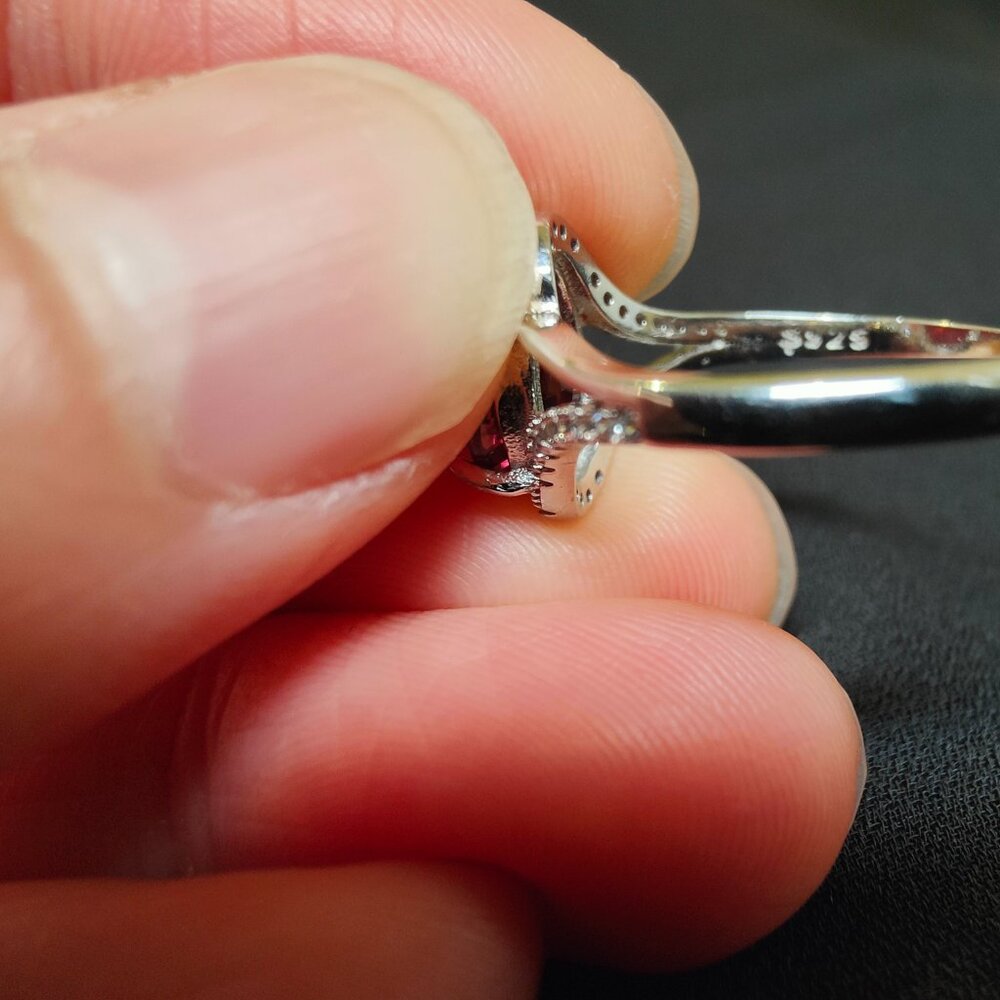 Stering Silver Garnet Ring - Picture 3 of 5